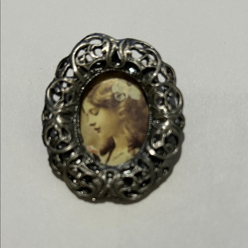 Vintage Silver Cameo Brooch